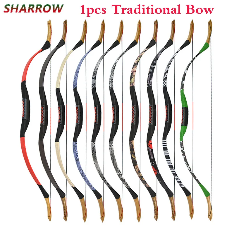 

1pcs Archery 25~55lbs Traditional Recurve Bow Longbow For Outdoor Shooting Hunting Accessories