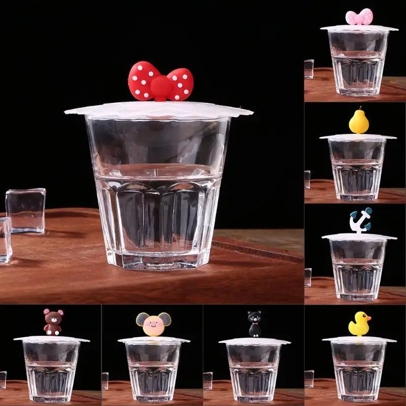 

Silicone Cup Cover Transparent Cherry Heat-resistant Dust Leakproof Reusable Lid Necessary Household Kitchen Drinking Supplies