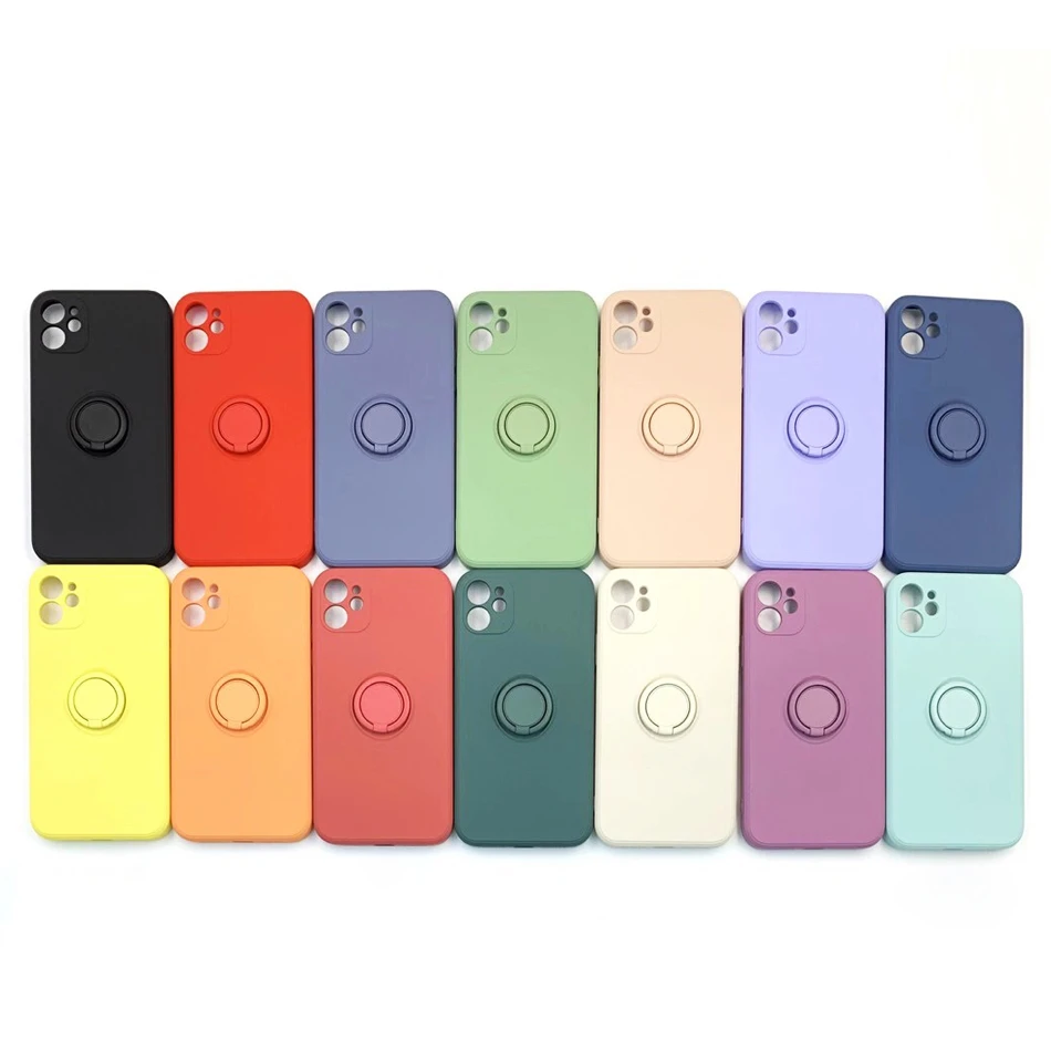 Magnetic Silicone Case For iPhone 13 12 11 Pro Max XS X XR 7 8 Plus iPhone13 13Pro 12Pro Soft Shell Cover With Ring Holder Stand iphone xr clear case