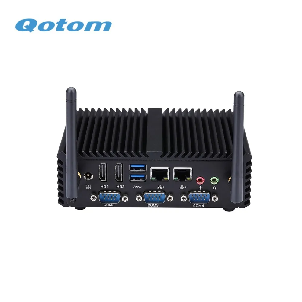QOTOM промышленный компьютер без вентилятора Q430P Q450P Core i3 i5 AES-NI 4 COM GPIO WIFI 3G 4G для