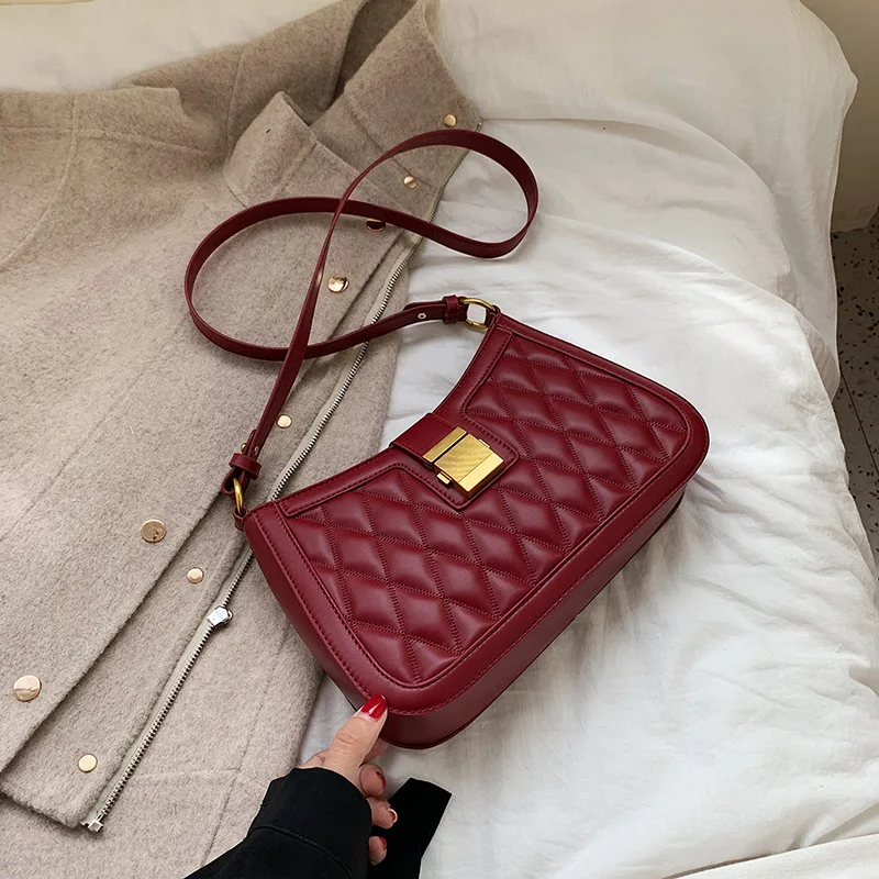 

Crossbody Bags Small Bag Woman 2019 Diamond Lattice Single Shoulder Package Western Style Oblique Spanning Lock Square Package