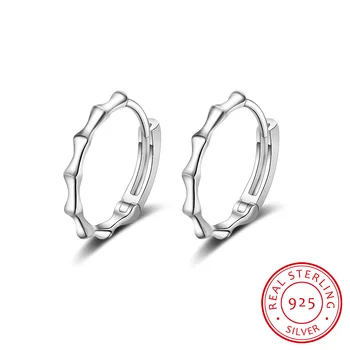 

Minimalist 925 Sterling Silver Bamboo Earrings Hoops For Women Girls New Arrival Trendy Silver Jewelry Joyas De Plata 925 Brinco