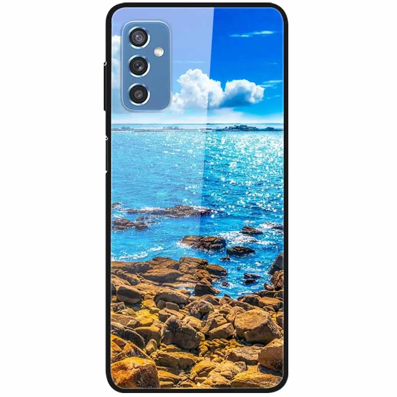 Luxury Print Case For Samsung Galaxy M52 5G Case for Galaxy m52 5G Cover Tempered Glass Phone Funda Back Cases M 52 2021 NEW cute phone cases for samsung  Cases For Samsung