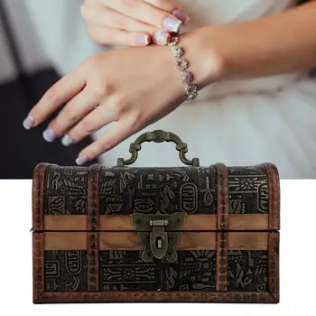 

Retro Classical Wooden Jewellery Organizer Storage Box Case Props Decoration with Lock High Quality Jewelry Display Holder
