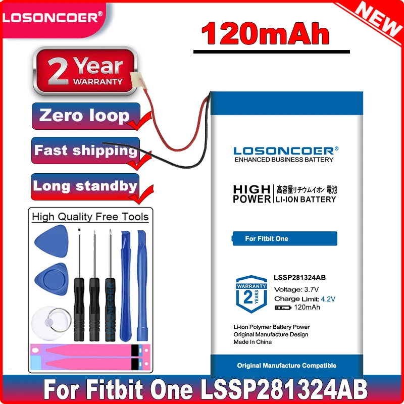 LOSONCOER хорошее качество Батарея 120 мА/ч WL-FBT06 для Fitbit один LSSP281324AB в наличии |