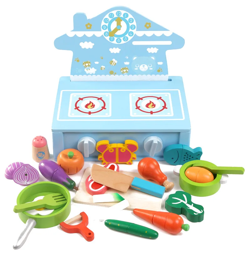 [Cloud Commercial Union] Model Cartoon Modeling Kitchen Stove Cooking Magnetic Cutting Children Home Educational Toy