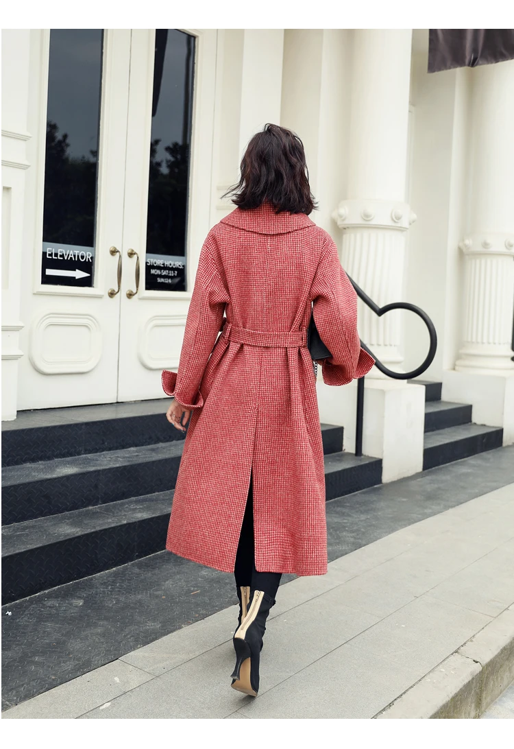 YuooMuoo хорошее качество удобное зимнее пальто для женщин теплое элегантное Бандажное шерстяное пальто длинное женское кашемировое пальто Женская куртка