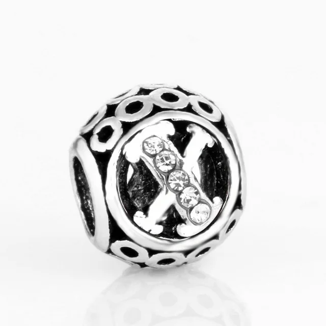 free shipping MOQ 1pc round openwork initial letter alphabet diy bead fit original pandora charms bracelet X004 - Цвет: X