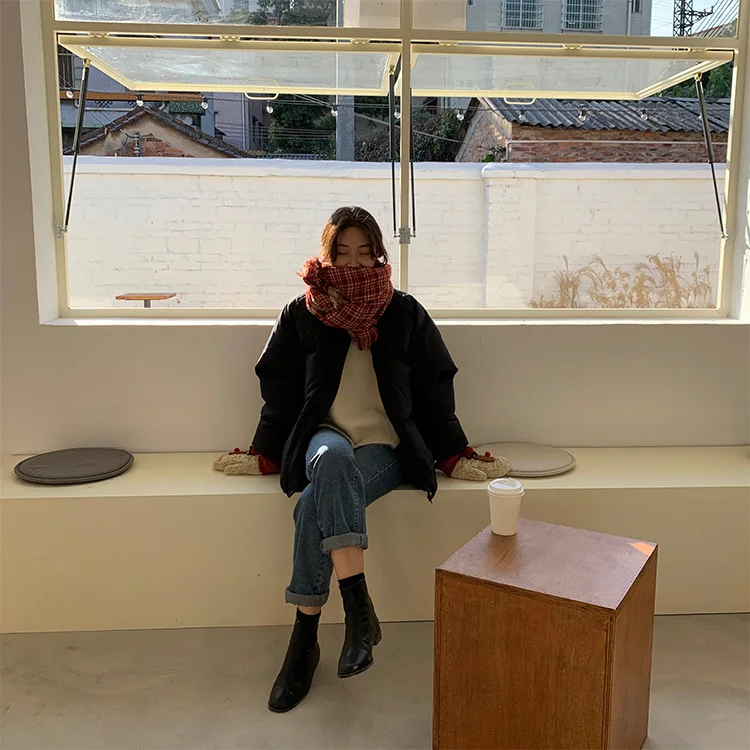Плотная зимняя одежда, Женское пальто на молнии, новинка, Ropa De Invierno Para Mujer Abrigos Mujer Invierno, воротник-стойка, черный