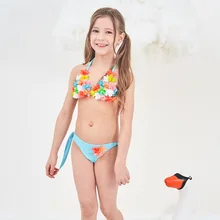Купальник для маленьких девочек, детское бикини, купальник, детский красивый топ с цветочным принтом, купальник с бретельками, платье, женский пляжный костюм