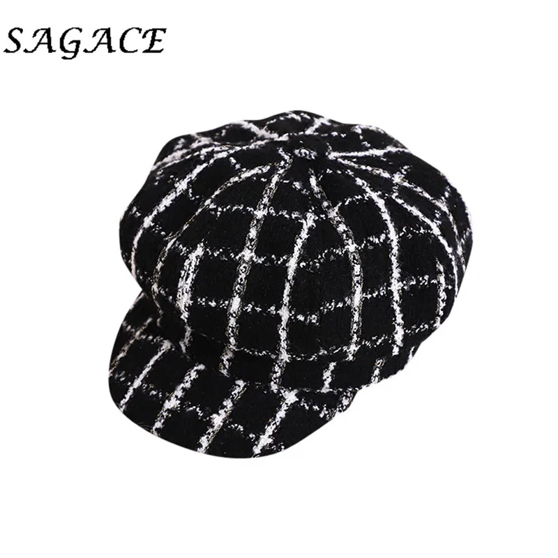 SAGACE hats girls Winter Beret Hat linen Painter Vintage Beret cap children autumn Winter hat Fashion Dome Bare Plaid caps