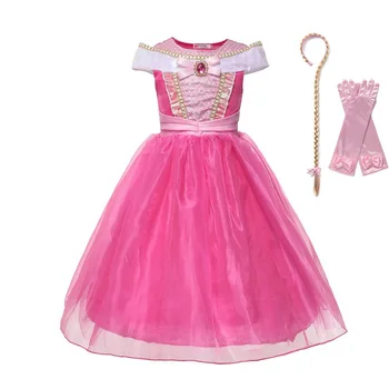 

Princess Sleeping Beauty Aurora Cosplay Costume Anna Elsa 2 Girls Dress Kids Dresses For Girls Halloween Party Dresses 4 6 8 10T