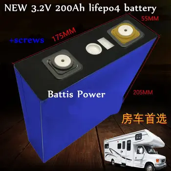 

4PCS NEW 3.2V 200Ah lifepo4 battery LFP lithium solar 4S 12v200ah cells not 100Ah for pack EV Marine RV Golf EU TAX FREE