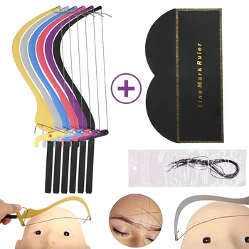 

New Microblading Line Marker Ruler with 10pcs Thread Lines Eyebrow Design Measuring Guide Ruler Set Permanent Makeup Supplies