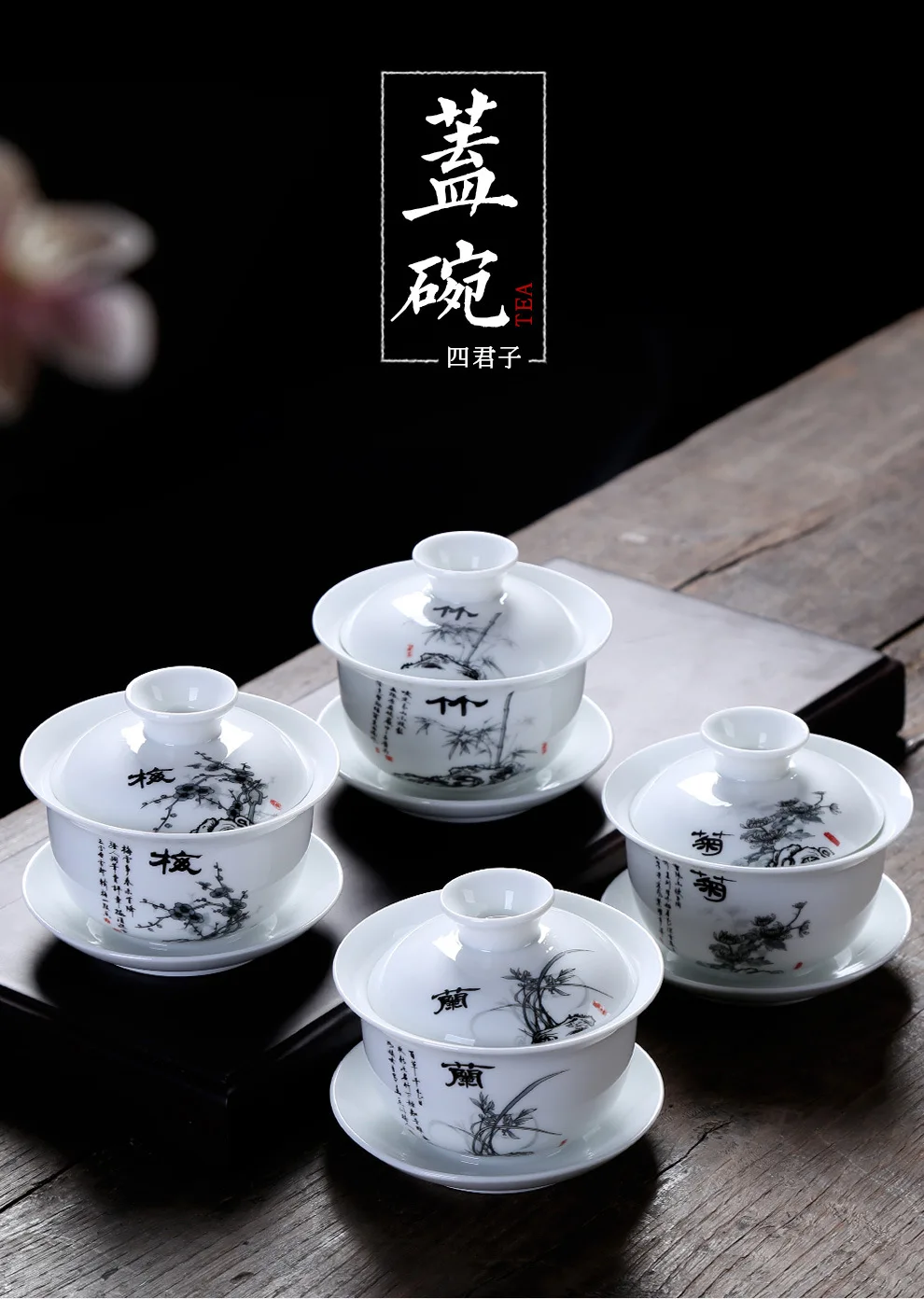 Bamboo-hat Type Cup Blue Pattern Hand-Painted Cup Tea Bowl Hand-Painted Kung Fu Tea Cup Cool Master Teacup Manufacturers Customi