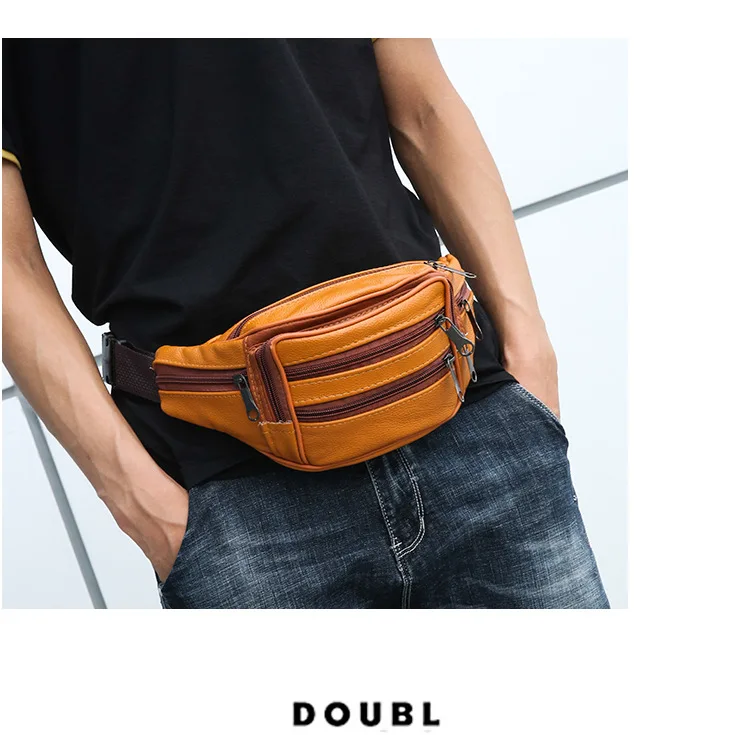 Мужская поясная сумка, модная кожаная сумка с карманами, большая вместительность, спортивная сумка с карманами, дизайнерская мужская сумка для телефона, поясная сумка