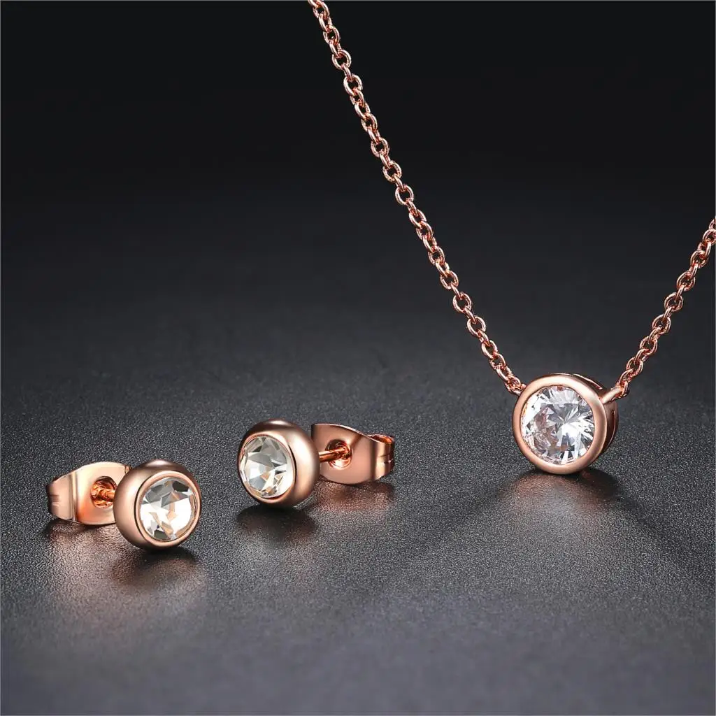 Tanie Klasyczny komplet biżuterii damskiej klasyczny prosty styl kryształ AAA +
