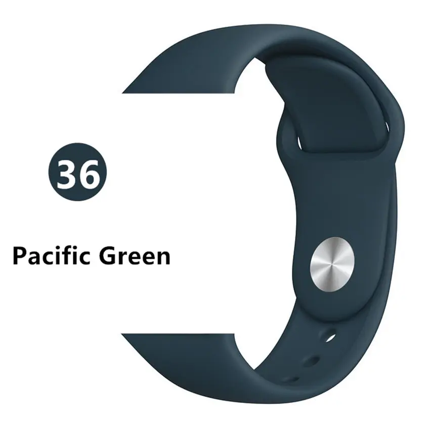 Pcific Green Ремешок для Apple Watch 44 мм/40 мм iWatch 42 мм 38 мм силиконовый спортивный браслет ремешок для Apple watch 5 4 3 2 1 40 44 мм - Цвет ремешка: Pcific Green