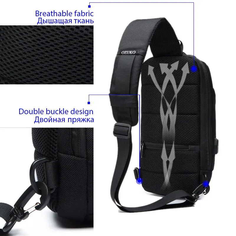 Многофункциональная сумка-мессенджер USB-borstzak voor herenmuжская Сумка водонепроницаемая Большая вместительная грудь bagriistas op korte afstand