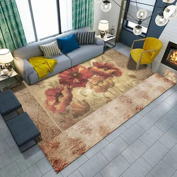 

Carpet for Living Room Bedroom Modern Art Retro Flower Anti-skid Big Size Soft Rugs and Carpets Big Giant Home Floor Mats