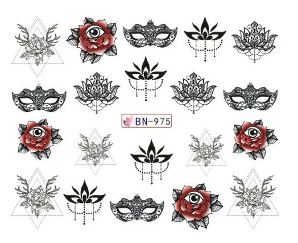 Bn973-984, стиль, стикер для ногтей, украшение, узор, маникюр, наклейка s, акварельная наклейка с цветком для ногтей, есть клейкая бумага