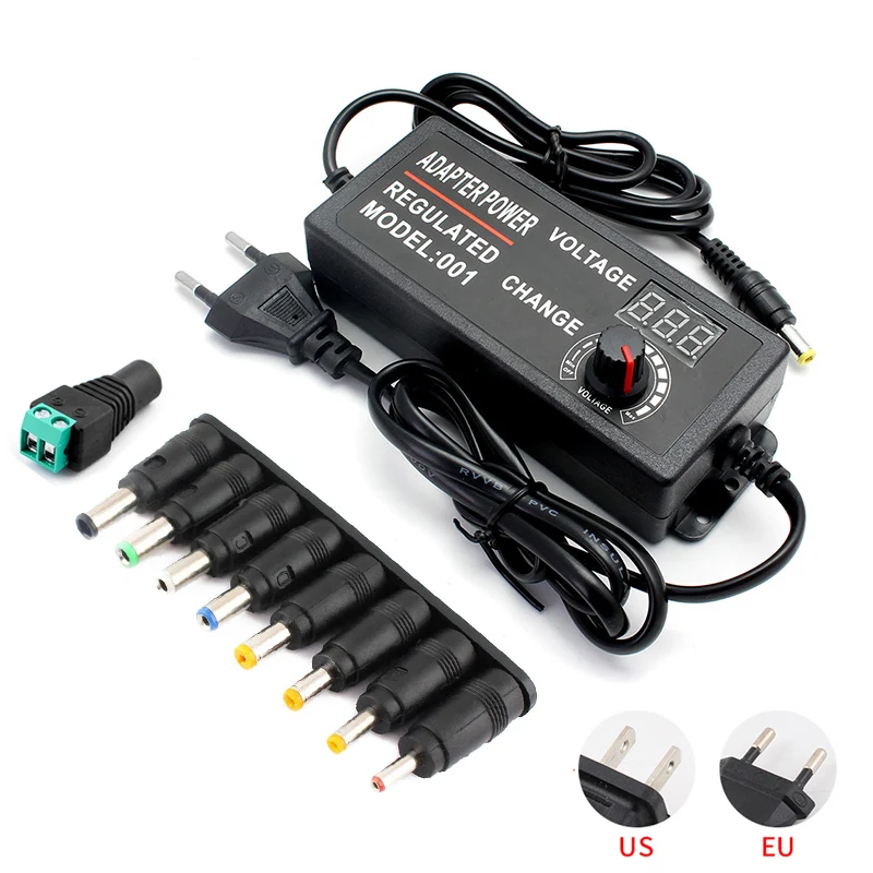 Switching Power Supply Adjustable AC 220V 110V TO DC 3V 5V 9V 12V 24V 36V 1A 2A 3A LED Adapter With 8 Connect Plug Female | Обустройство
