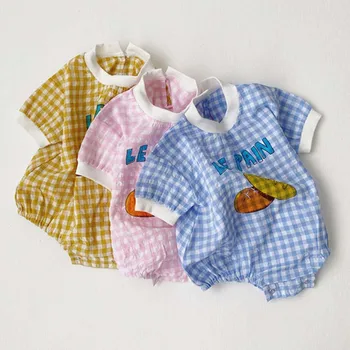 

2020 New Summer Newborn Baby Girls Boys Clothes Baby Girl Cotton Romper Baby O-neck Lattice Jumpsuit Infant Boys Romper