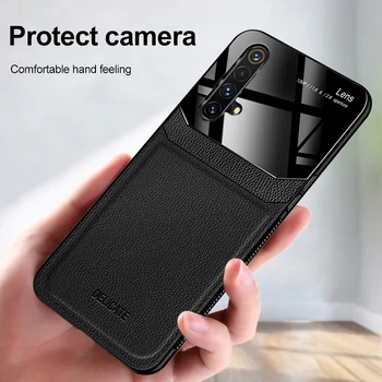 

Realme X50 5G Case Luxury Leather Glass Shockproof Cover For Realme X XT X2 Pro Q A5 A9 2020 OPPO K3 K5 Case