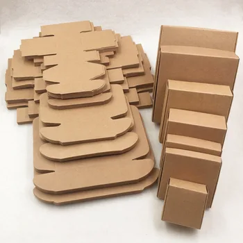 

50pcs Multi size Cute Square Kraft Packaging Box Wedding Party Favor Supplies Handmade Soap Chocolate Candy Storage Carton