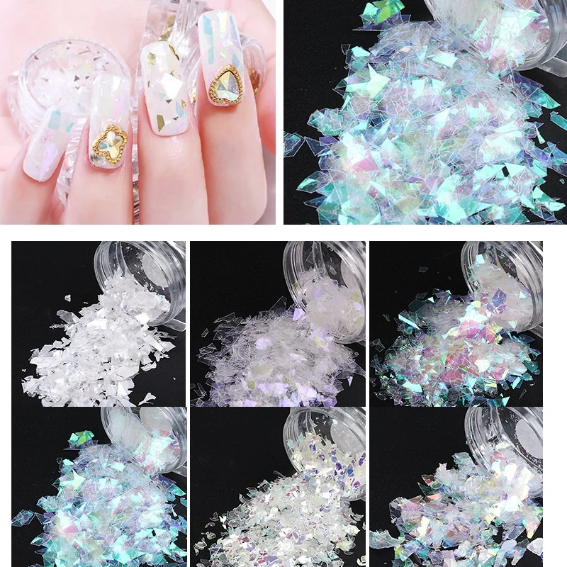 6pcs Gold Silver Nail Art Glitter Flakes Mermaid Holographic Irregular Paillette Spangle DIY Sequins Nail Manicure Decoration