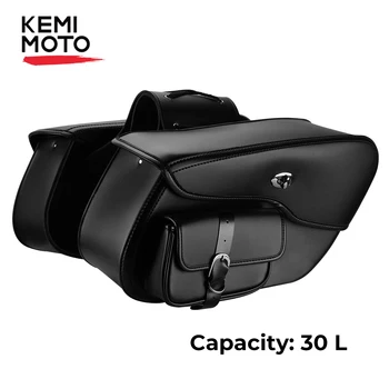 

Waterproof Motorcycle Saddlebag Leather Big Side Luggage Bag For shadow For Vulcan 2006 For Yamaha Vstar For Cruiser 30L