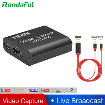 

NEW USB 2.0 HDMI Capture Card for PS4 Audio Video Capture Cards Set with Loop-out For Live Streaming Broadcasts Video Recording