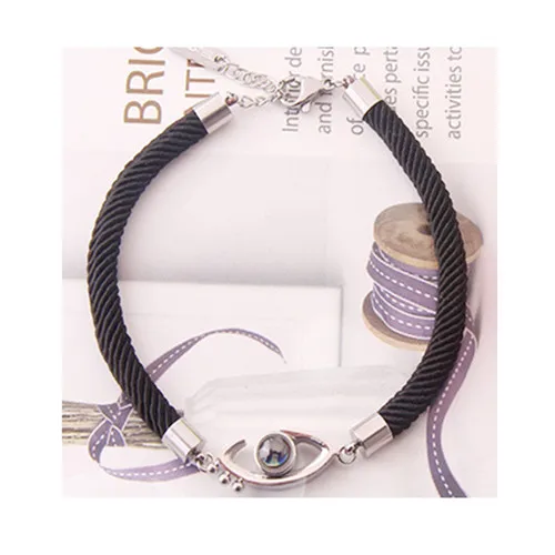 eye black rope Очаровательные подарки на день Святого Валентина, 100 языков, браслет с надписью I Love You Memory для женщин, розовое золото, римские цифры, свадебные браслеты, ювелирные изделия - Окраска металла: eye black rope