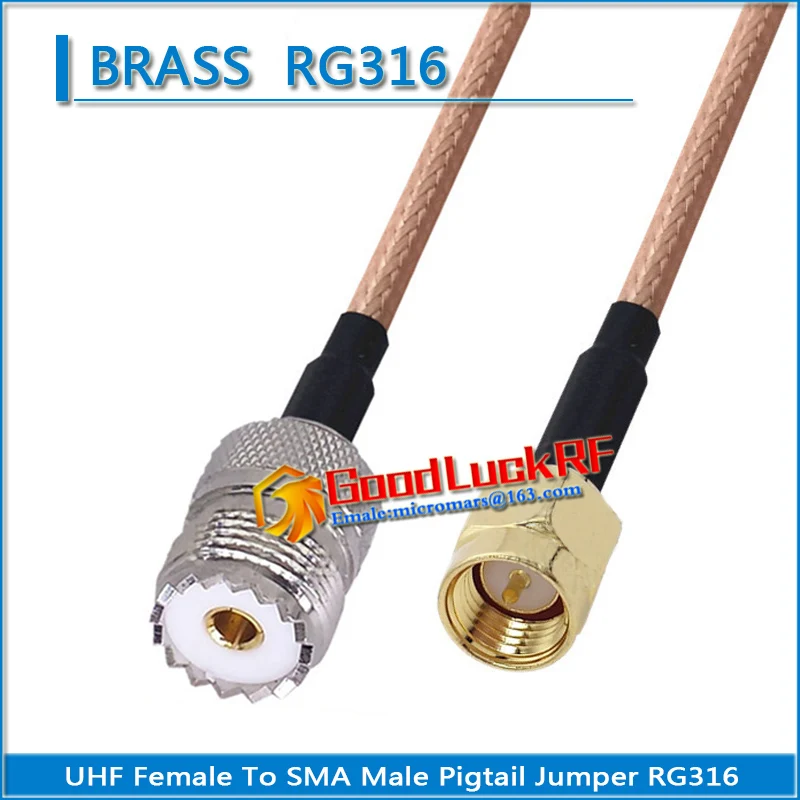 1X Stuks PL259 SO239 PL-259 So-239 Uhf Vrouwelijke Naar Sma Male Plug Coaxiale Pigtail Jumper RG316 Kabel laag Verlies Uhf Naar Sma