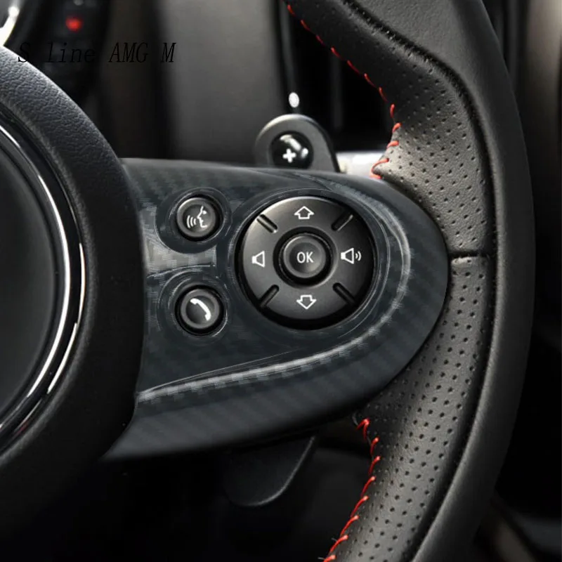 

For BMW MINI Cooper F54 F55 F56 F57 F60 Carbon Fiber Steering Wheel Buttons Frame covers Stickers Trim Auto Interior Accessories