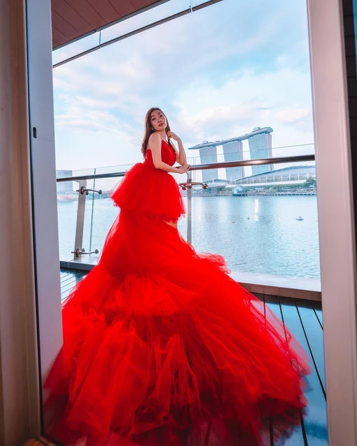 Shop simple spaghetti straps red pleated prom dress with side slit from  Hocogirl.com