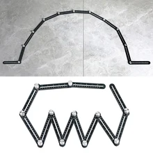 

12 Fold Aluminium Alloy Tile Hole Locator Angle Ruler Finder Slide Folding Measuring Ruler Protractor Angle Template Guide Tools