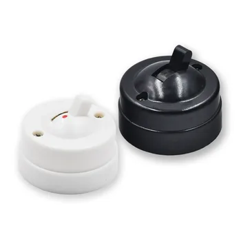 

6pcs Retro Toggle Switch Flat Round Surface Mounted Single Control Wall Light Switch Old Style 6A250V AC