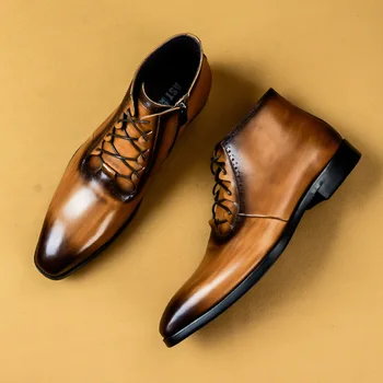 

Leather Martin Boots Male New High Top Men's British Vintage Goodyear Men's Boot Men Boots