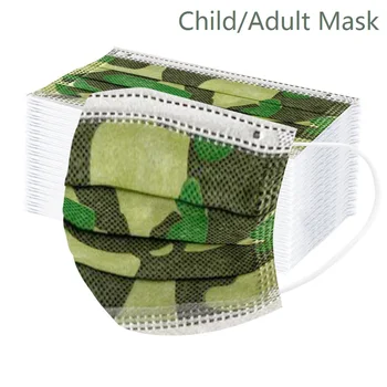 

10/20/30/40/50/100pcs Adult Children's Mask Disposable Face Mask Camouflage 3ply Ear Loop Mouth Masks Mascarillas