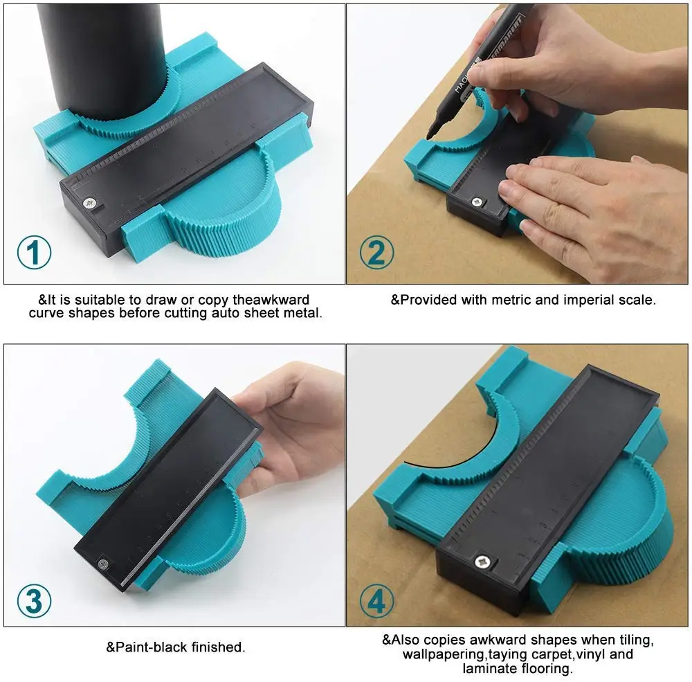2 Pcs Plastic Gauge Contour Profile Copy Gauge Duplicator 5 Width Wood Marking Tool Set Tiling Laminate Tiles General Tools
