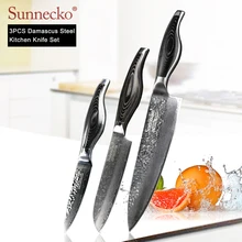 SUNNECKO профессиональный шеф-повара Santoku нож для очистки овощей дамасский японский VG10 стальные лезвия кухонные ножи Pakka с деревянной ручкой инструмент для приготовления пищи