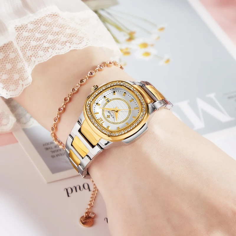 WWOOR Fashion Luxury Women Watch Diamond Ladies Quartz Bracelet Wristwatches Elegant Women Watch Date Female Clock Montre Femme