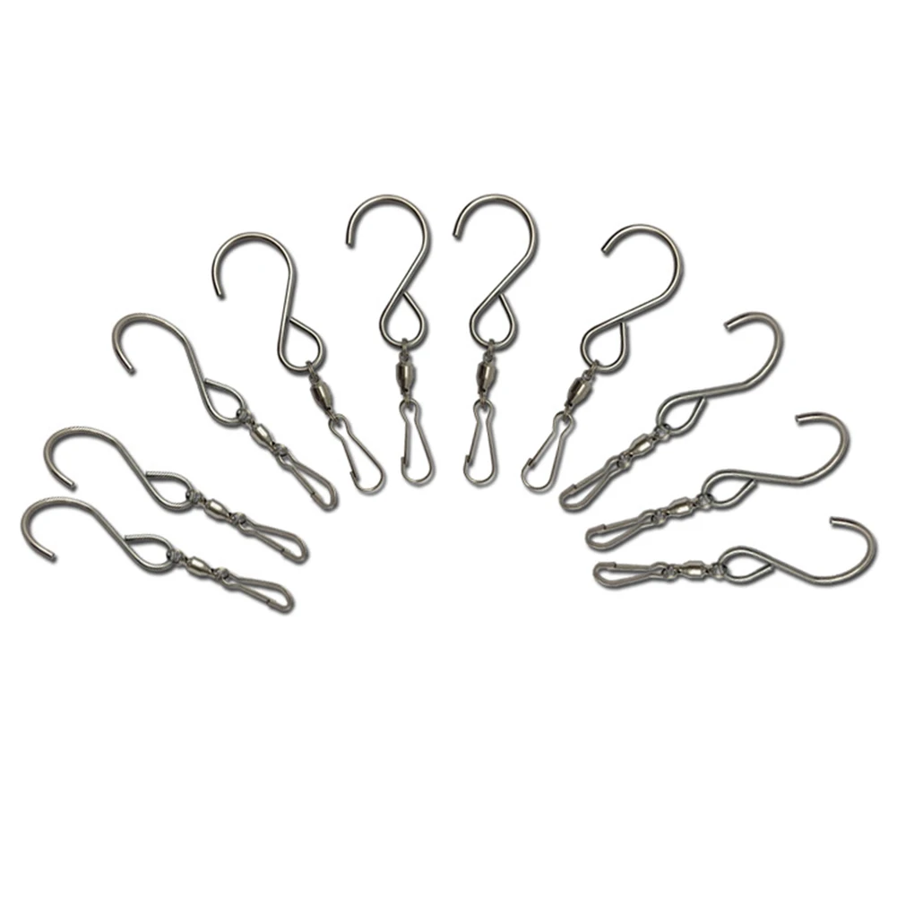 10pcs/set Party Multifunctional Wind Chimes Plants Stainless Steel Hanging Hook DIY Flower Basket Swivel Clip Ornaments Twisters