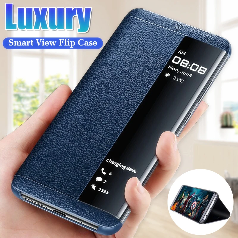Роскошный флип чехол со светодиодной подсветкой для телефона Huawei P30 P20 P10 Pro Mate 30 20