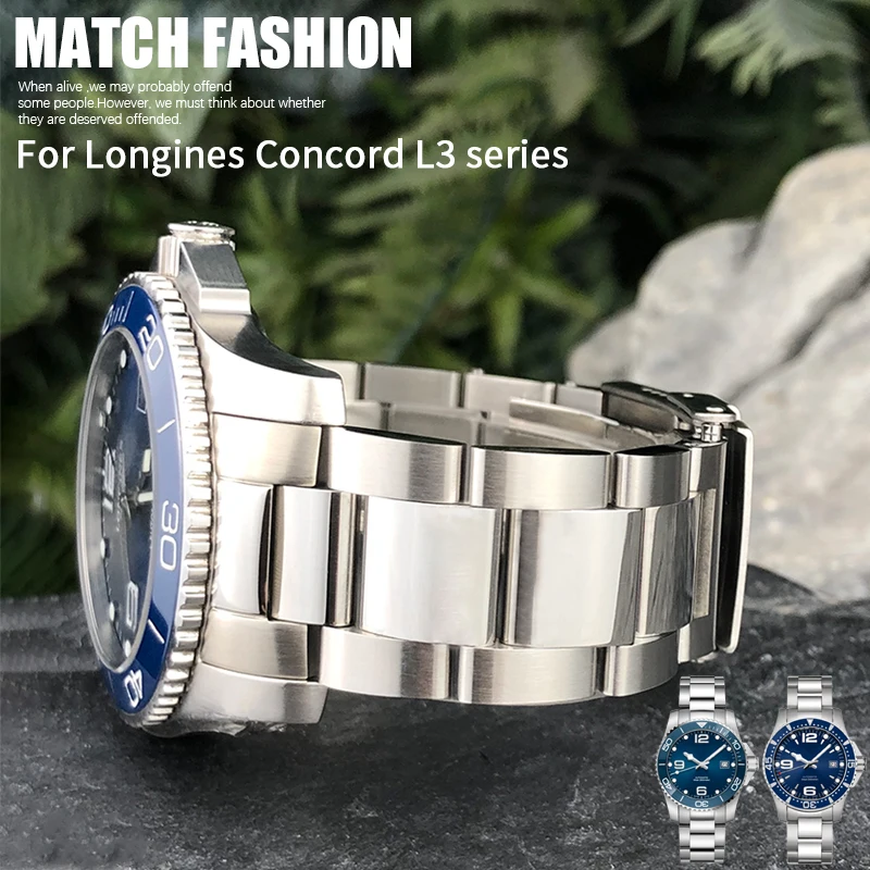 

High Quality Stainless Steel Watch Band 21mm 22mm 19mm for Longines HydroConquest Conquest L3.781 782 642 Silver Solid Strap