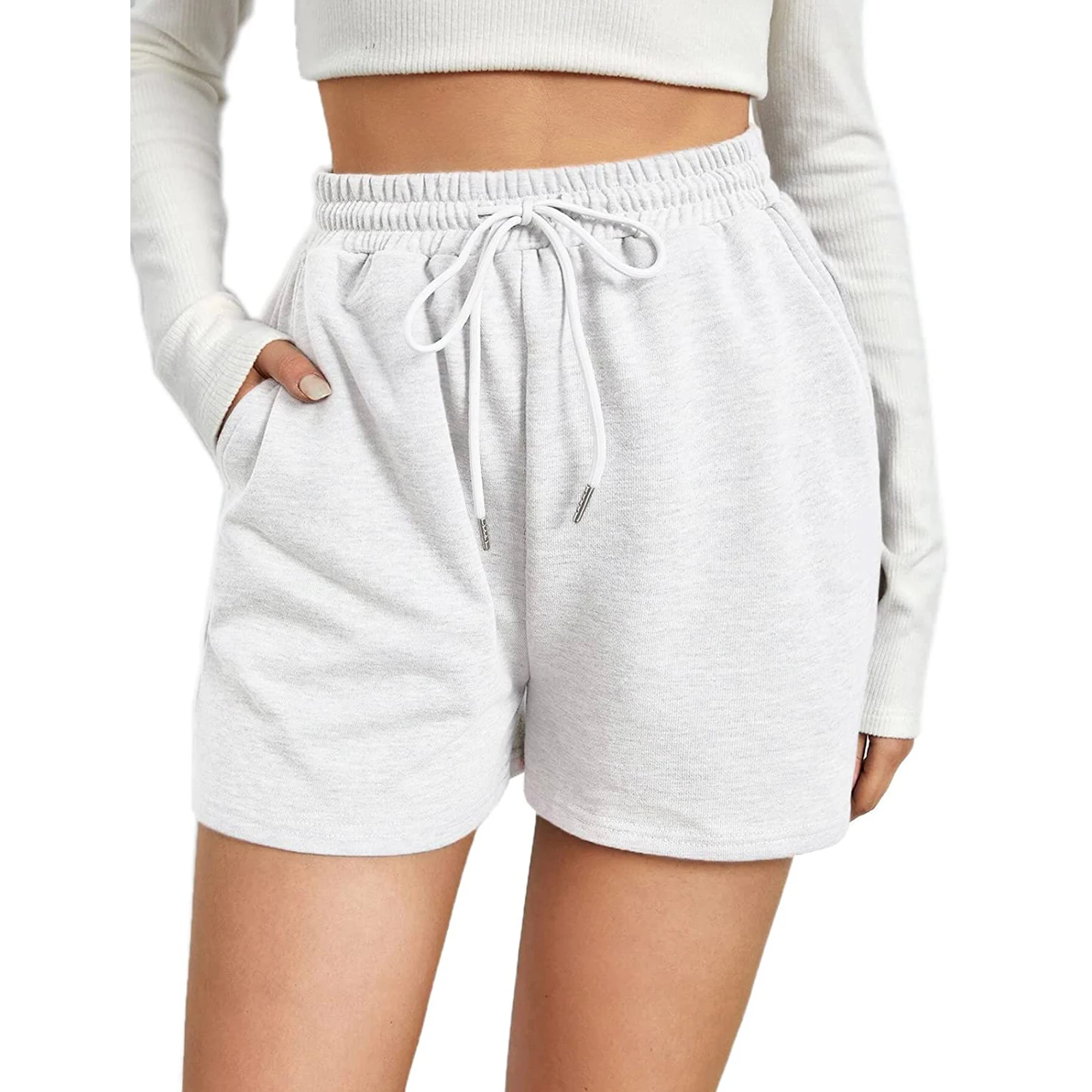 Women Sport Running Shorts Summer Casual Solid Color Loose Drawstring Jogging Sweat Shorts with Pockets Short Pants Work Out nike shorts Shorts