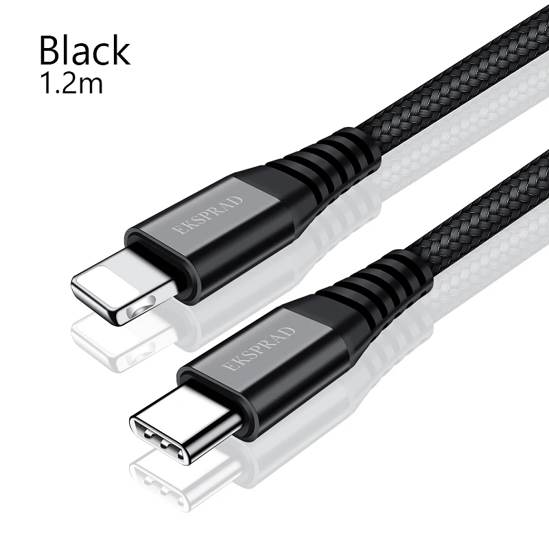 18 Вт PD зарядный кабель USB C для Lightning Кабель для iPhone 11 Pro зарядный кабель type C кабель для передачи данных для Apple 11 Pro USB C шнур - Тип штекера: Black