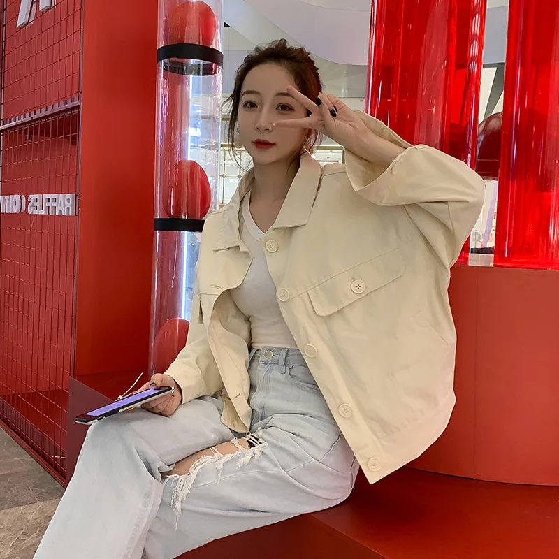 

2019 Autumn New Style Network Red Wind Sweet Casual Workwear Coat Female Jeans Coat Small Suit