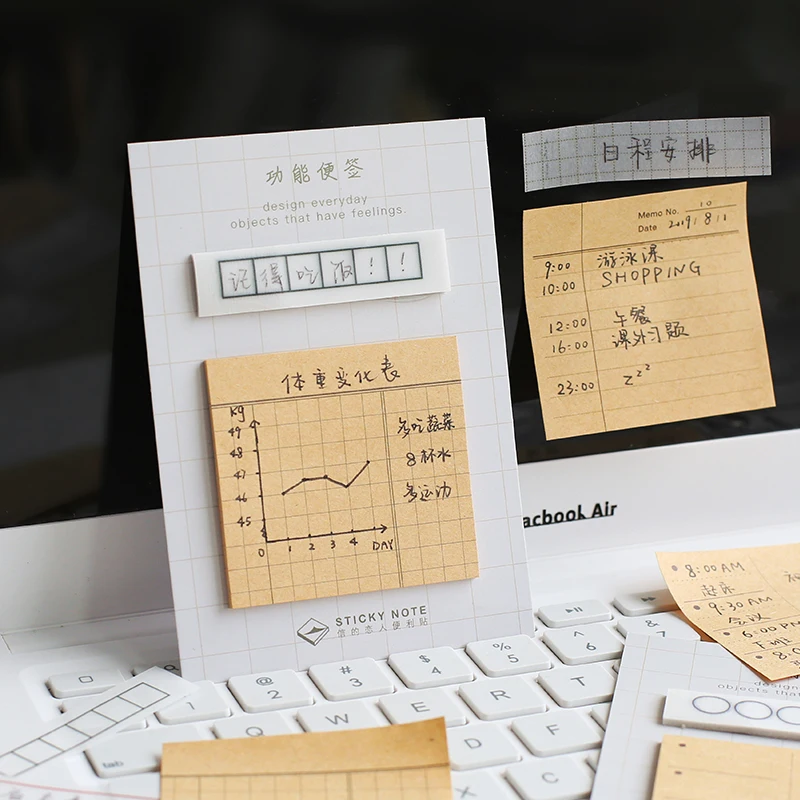 

Retro Kraft Color Strip/Grid Self-Adhesive N Times Indexes Memo Pad Sticky Notes Bookmark Label Stickers School Office Supply